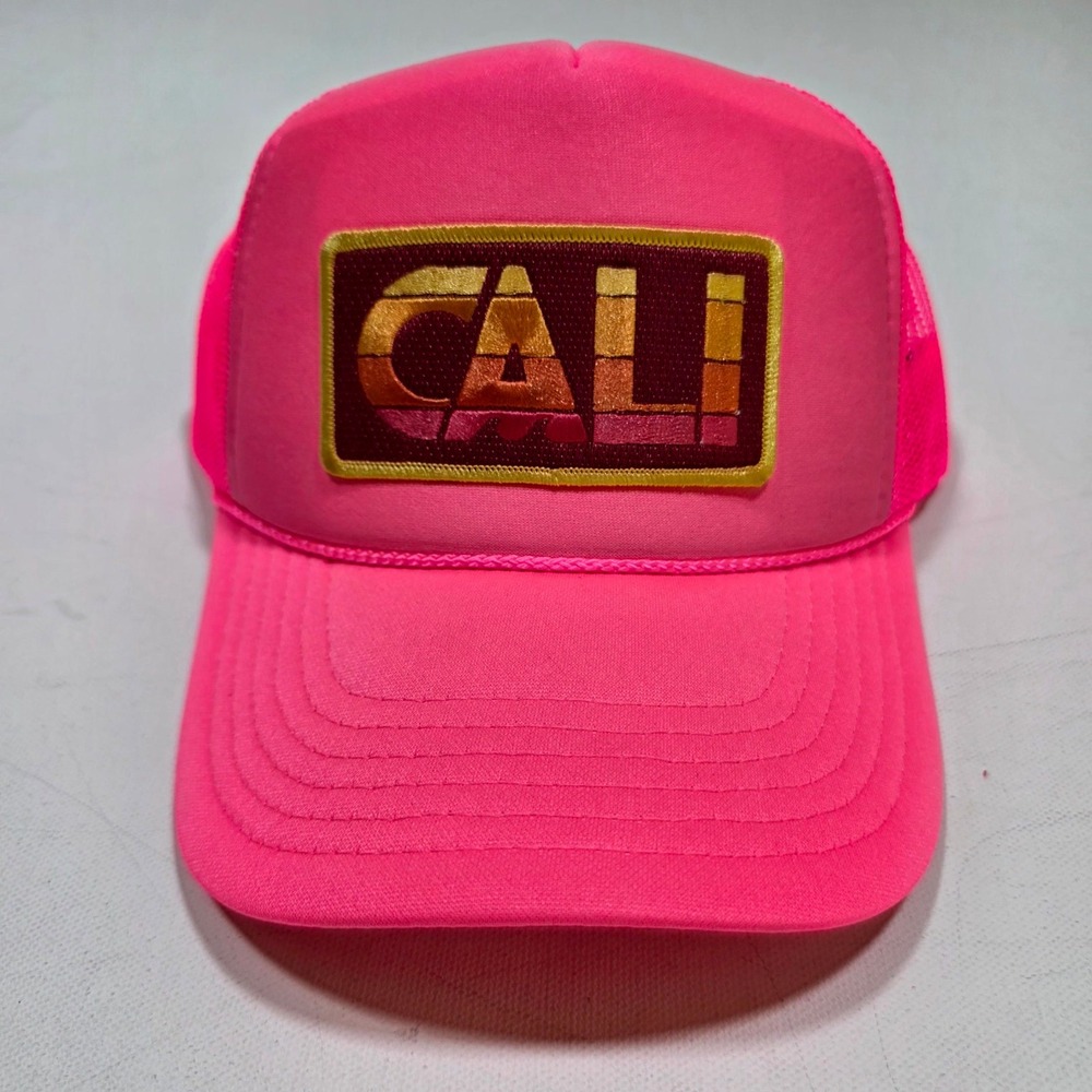Port‎ Sandz Trucker Hat Surf Neon Pink CALI Patch Mesh Snapback Cap Retro Summer